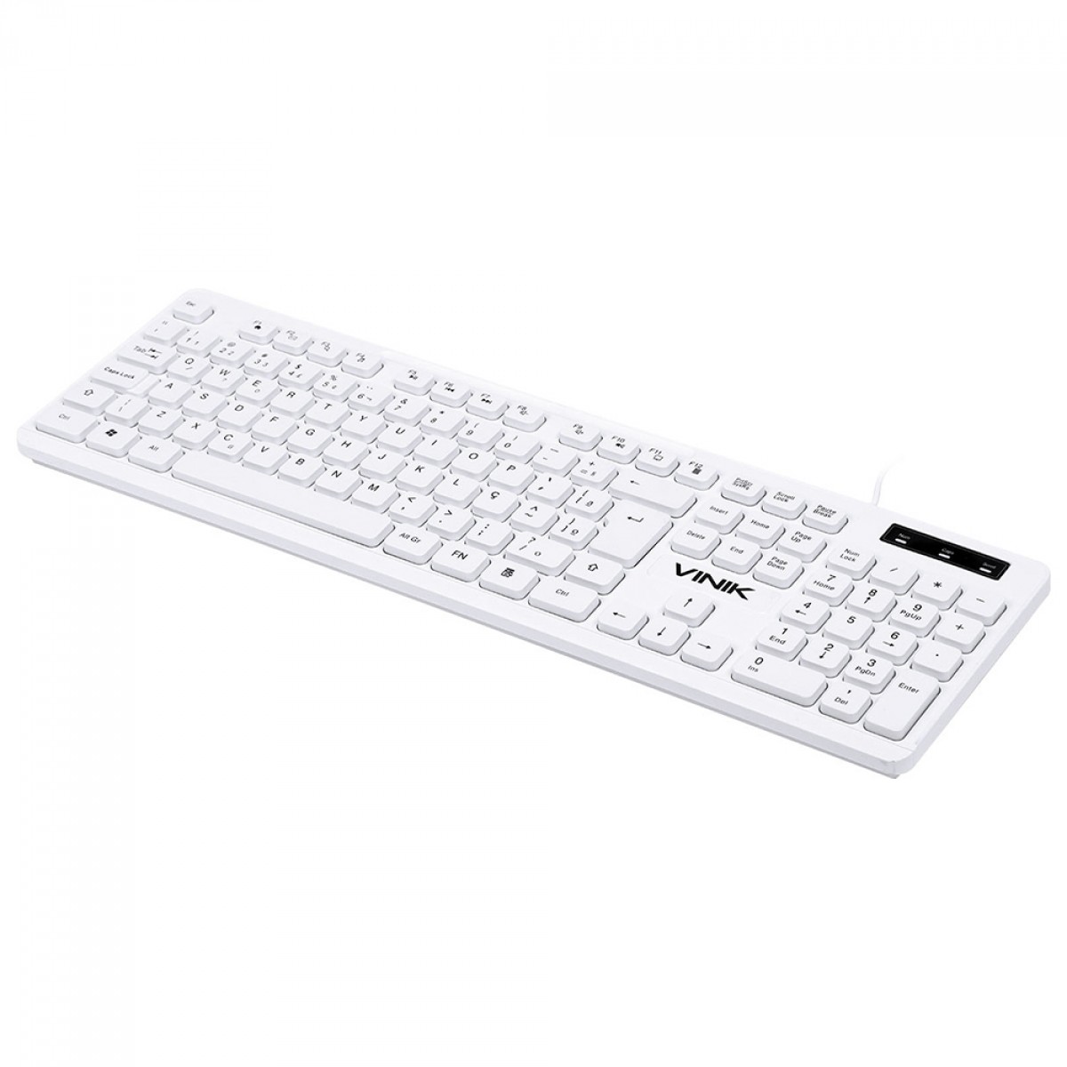 Teclado Slim Vinik Chocolate, Membrana, USB, Slim, ABNT2, Branco, TCB200 - Open Box