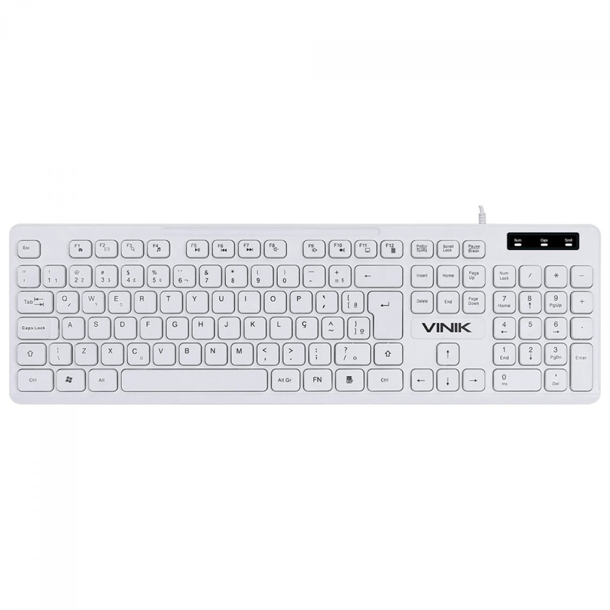 Teclado Slim Vinik Chocolate, Membrana, USB, Slim, ABNT2, Branco, TCB200 - Open Box