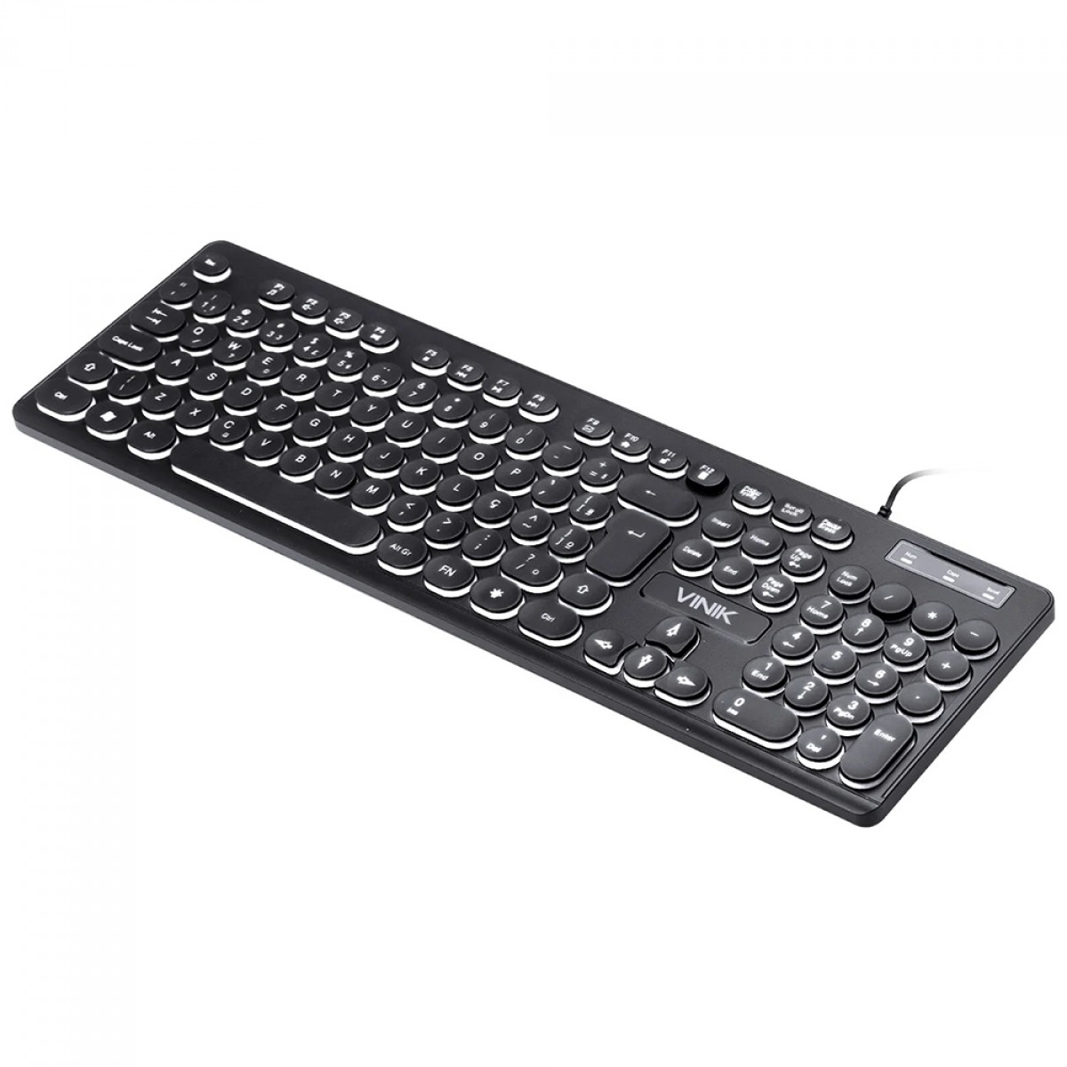 Teclado Vinik Slim Chocolate, Membrana, LED Branco, ABNT2, Preto, TC200