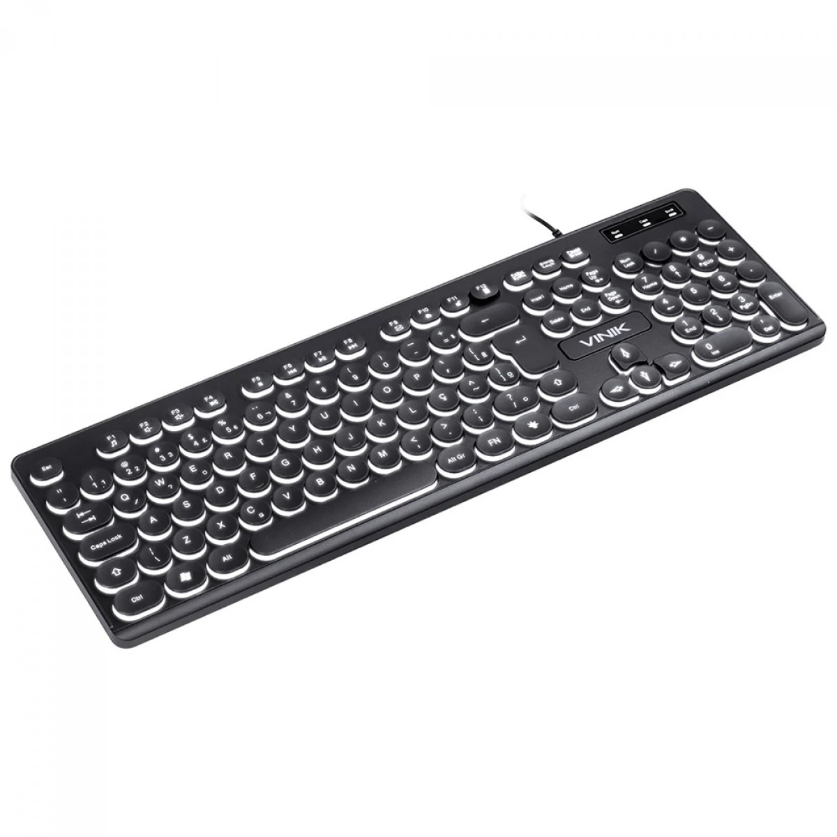 Teclado Vinik Slim Chocolate, Membrana, LED Branco, ABNT2, Preto, TC200