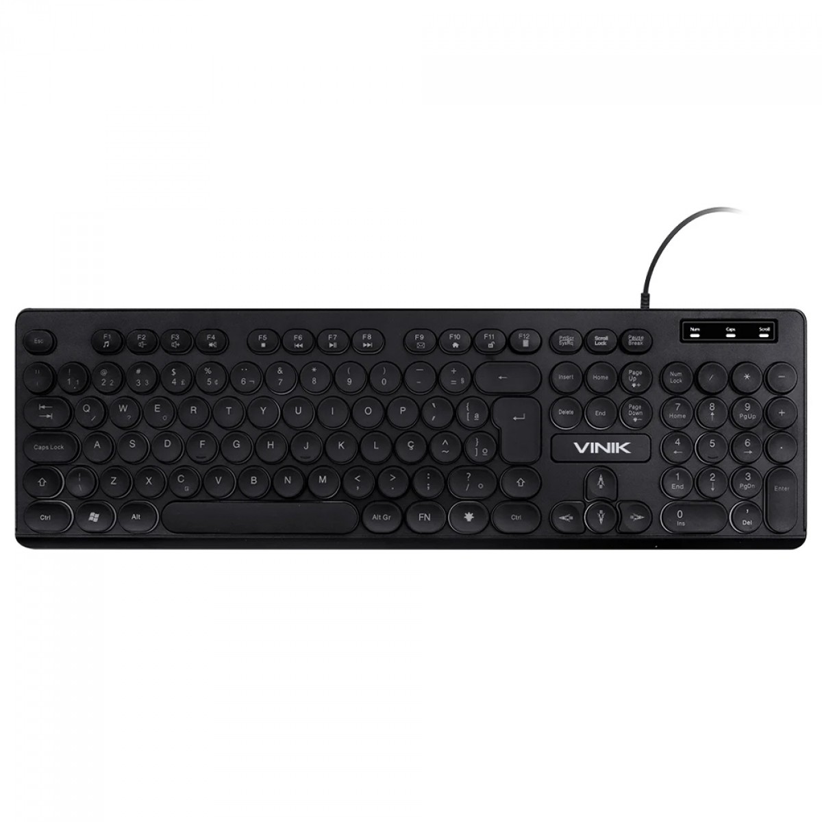 Teclado Vinik Slim Chocolate, Membrana, LED Branco, ABNT2, Preto, TC200