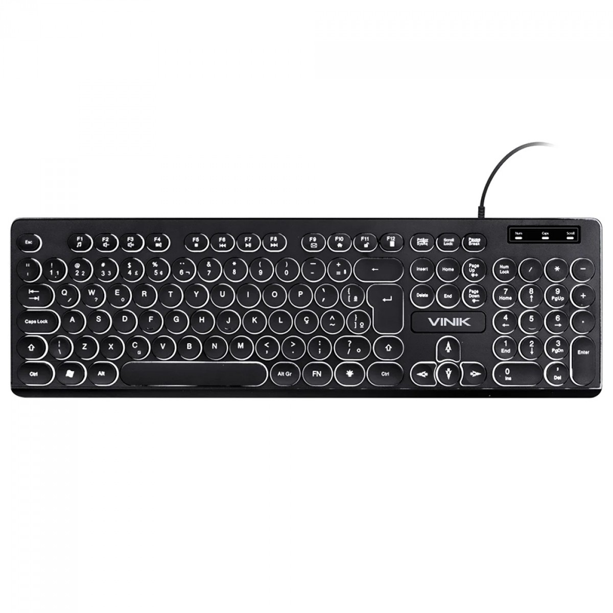Teclado Vinik Slim Chocolate, Membrana, LED Branco, ABNT2, Preto, TC200