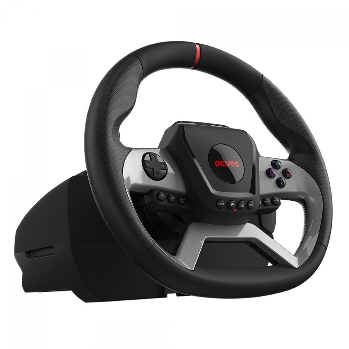 Volante PCYes W270 Para PC, Xbox e Playstation, Force Feedback, Com Pedais e Câmbio, Preto