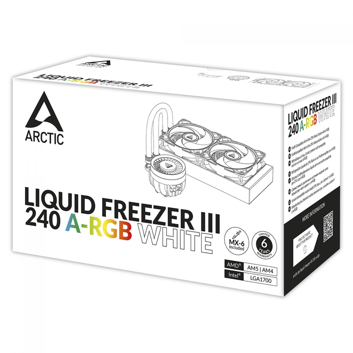 Water Cooler Arctic Liquid Freezer III 240, ARGB, 240mm, Intel-AMD, White, ACFRE00150A