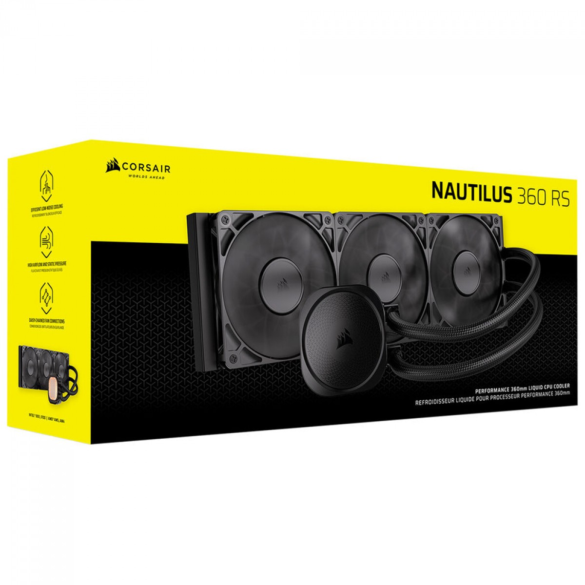 Water Cooler Corsair Nautilus RS, 360mm, Intel-AMD, PWM, Preto, CW-9060089-WW