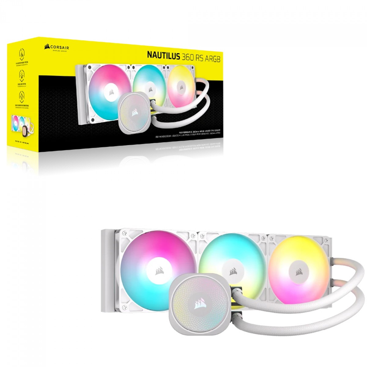 Water Cooler Corsair Nautilus RS ARGB, 360mm, PWM, Intel-AMD, Branco, CW-9060095-WW