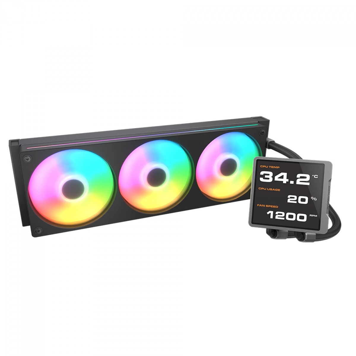 Water Cooler Cougar Poseidon Vistek Pro ARGB, 360mm, Com Tela LCD, Intel-AMD, PWM, Preto, 3MPVP360.0001