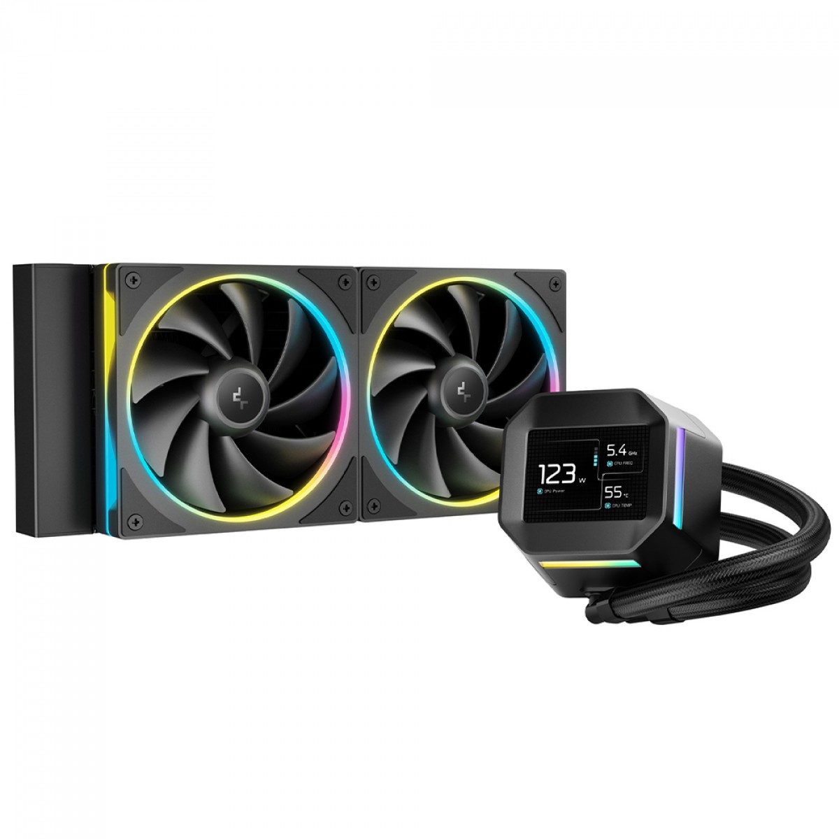 Water Cooler Deepcool LM240, ARGB, 240mm, Display LCD IPS, Intel-AMD, Preto, R-LM240-BKDMMC-1