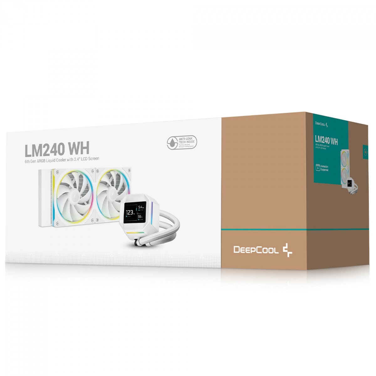Water Cooler Deepcool LM240 WH, ARGB, 240mm, Display LCD IPS, Intel-AMD, Branco, R-LM240-WHDMMC-1