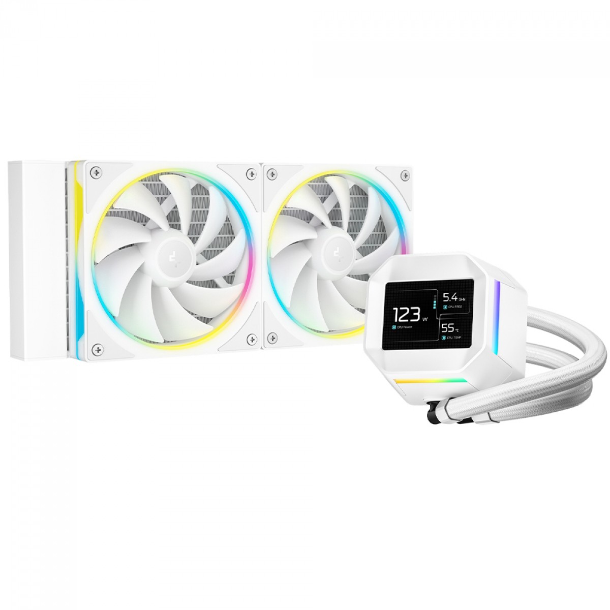 Water Cooler Deepcool LM240 WH, ARGB, 240mm, Display LCD IPS, Intel-AMD, Branco, R-LM240-WHDMMC-1