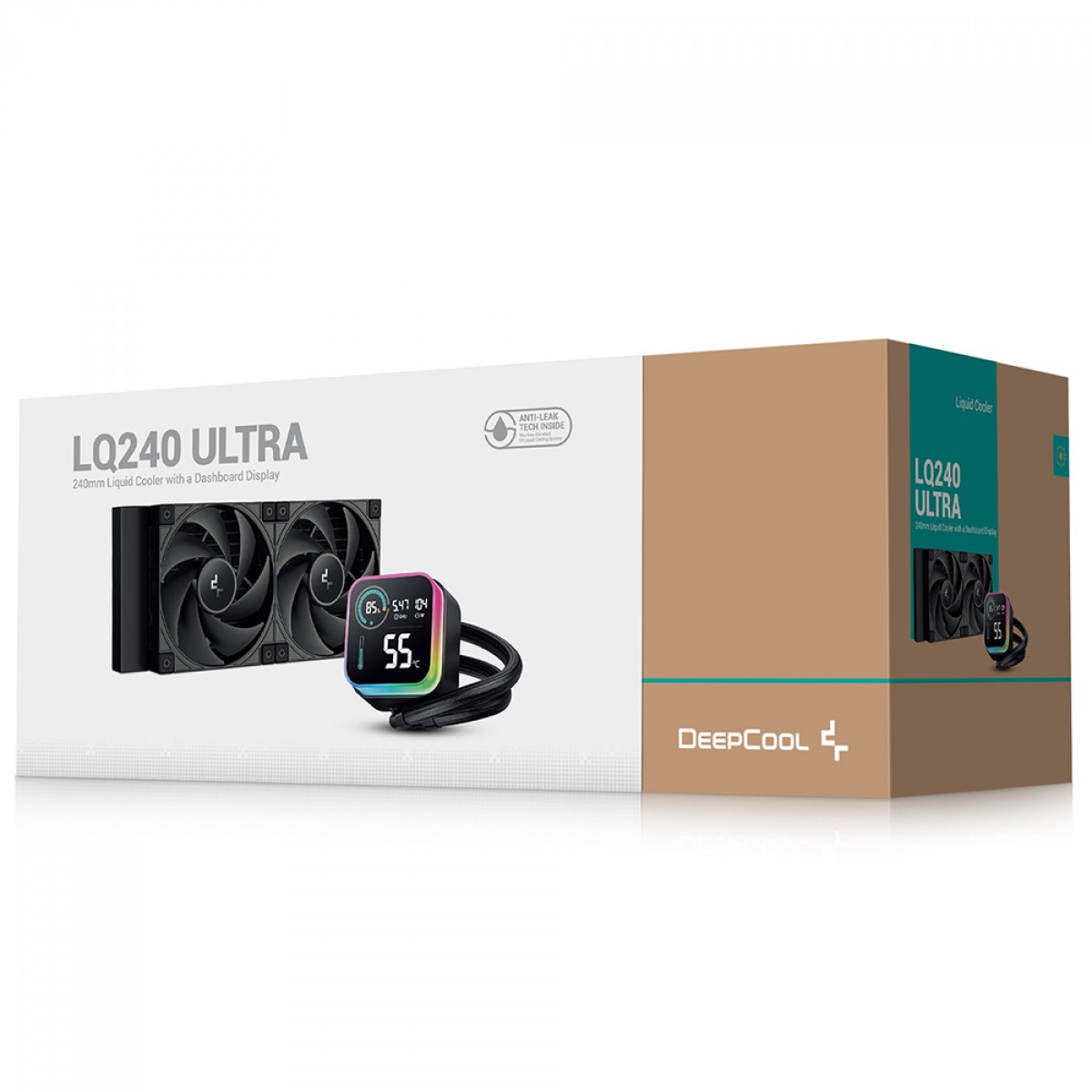 Water Cooler DeepCool LQ240 Ultra, ARGB, 240mm, Com Display LCD, Intel-AMD, Preto, R-LQ240-BKLSMWP-G-U