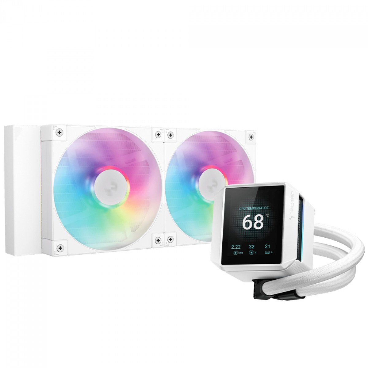 Water Cooler DeepCool Mystique 240 ARGB WH, 240mm, Display LCD, Intel-AMD, Branco, R-LX240-WHDSNMCP-G-1