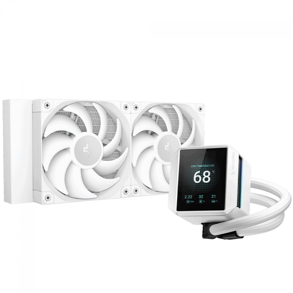Water Cooler DeepCool Mystique 240 WH, 240mm, Display LCD, Intel-AMD, Branco, R-LX240-WHDSNMP-G-1