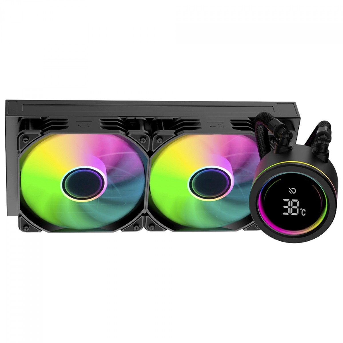 Water Cooler Duex Vision Display, 240mm, ARGB, Display Digital, Intel-AMD, PWM, Preto, DXWC240VISION
