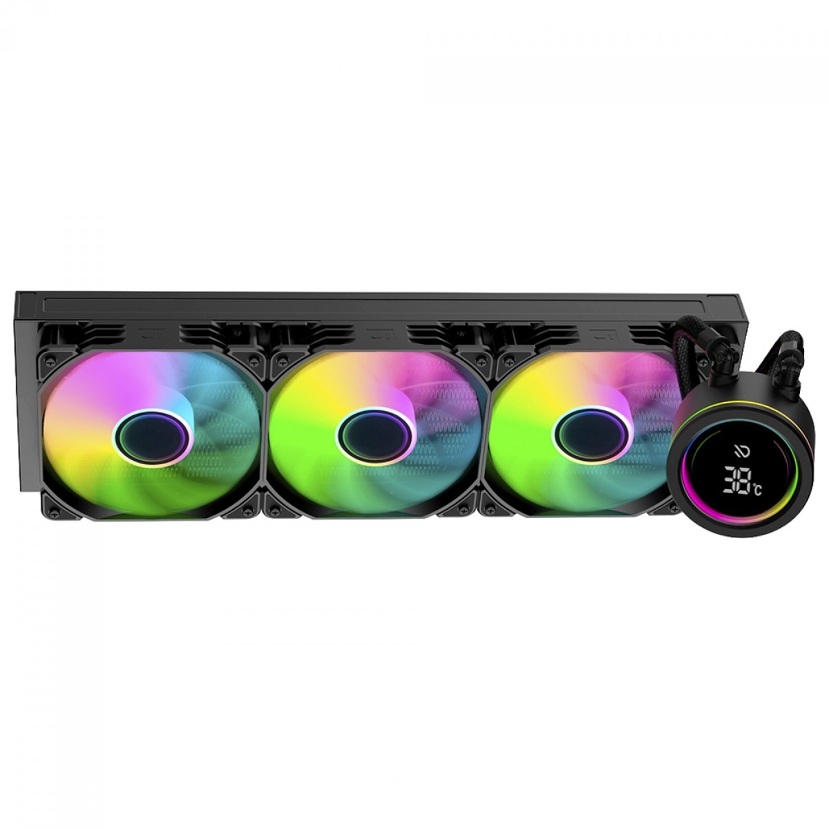 Water Cooler Duex Vision Display, 360mm, ARGB, Display Digital, Intel-AMD, PWM, Preto, DXWC360VISION
