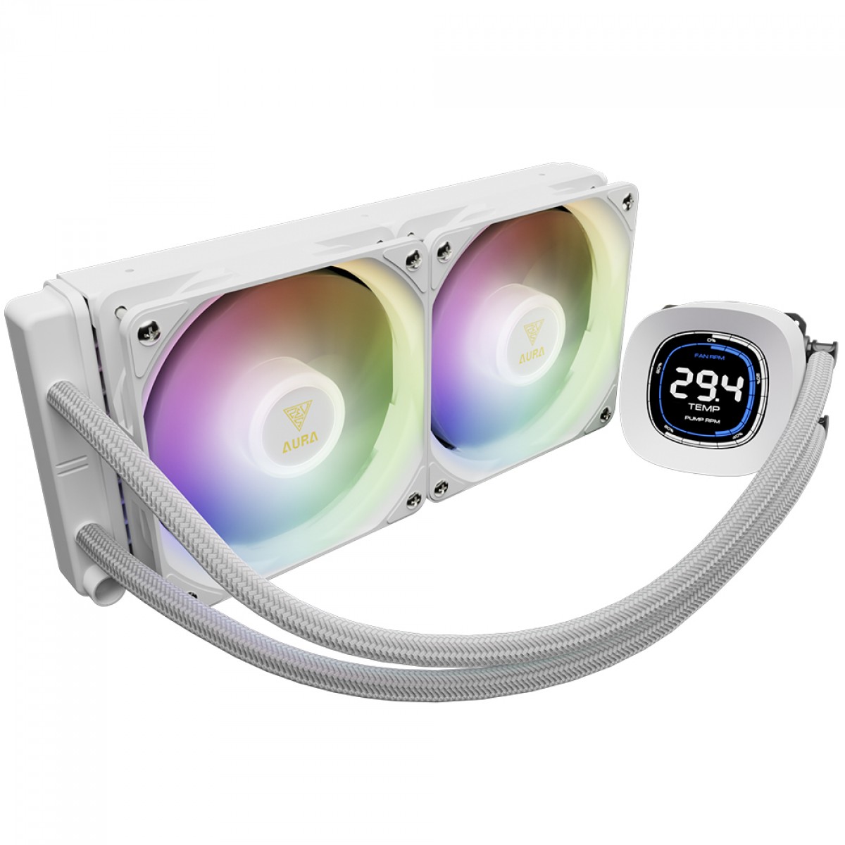 Water Cooler Gamdias Aura GL 240 Digital WH, 240mm, ARGB, Intel/AMD, Branco