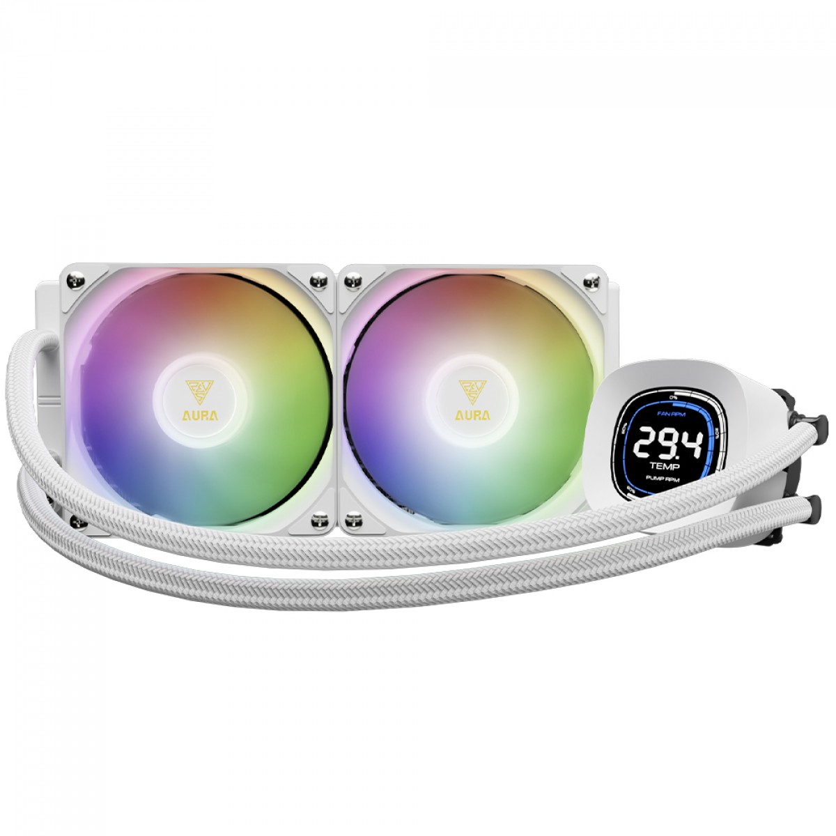 Water Cooler Gamdias Aura GL 240 Digital WH, 240mm, ARGB, Intel/AMD, Branco