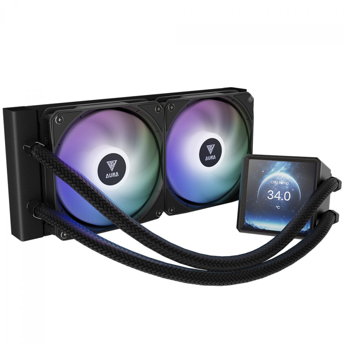 Water Cooler Gamdias Aura GL 240 LCD, ARGB, 240mm, Display Digital, Intel-AMD, PWM, Preto