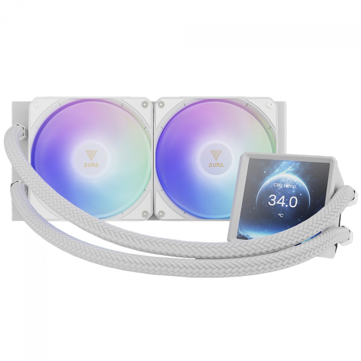 Water Cooler Gamdias Aura GL 240 LCD WH, ARGB, 240mm, Display Digital, Intel-AMD, PWM, Branco