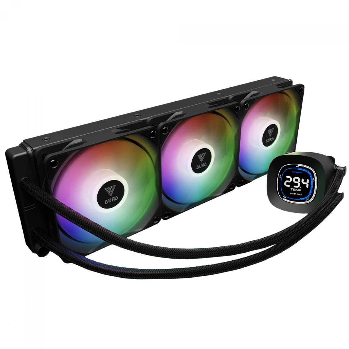 Water Cooler Gamdias Aura GL 360 Digital, 360mm, ARGB, Intel/AMD, Preto