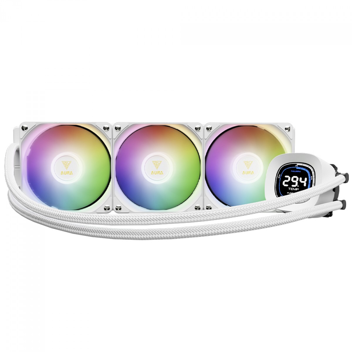 Water Cooler Gamdias Aura GL 360 Digital WH, 360mm, ARGB, Intel/AMD, Branco