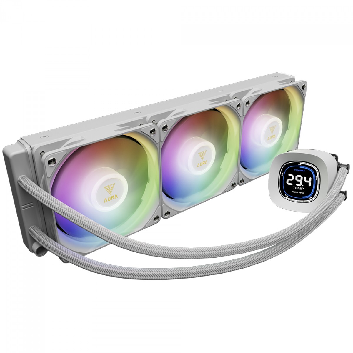 Water Cooler Gamdias Aura GL 360 Digital WH, 360mm, ARGB, Intel/AMD, Branco