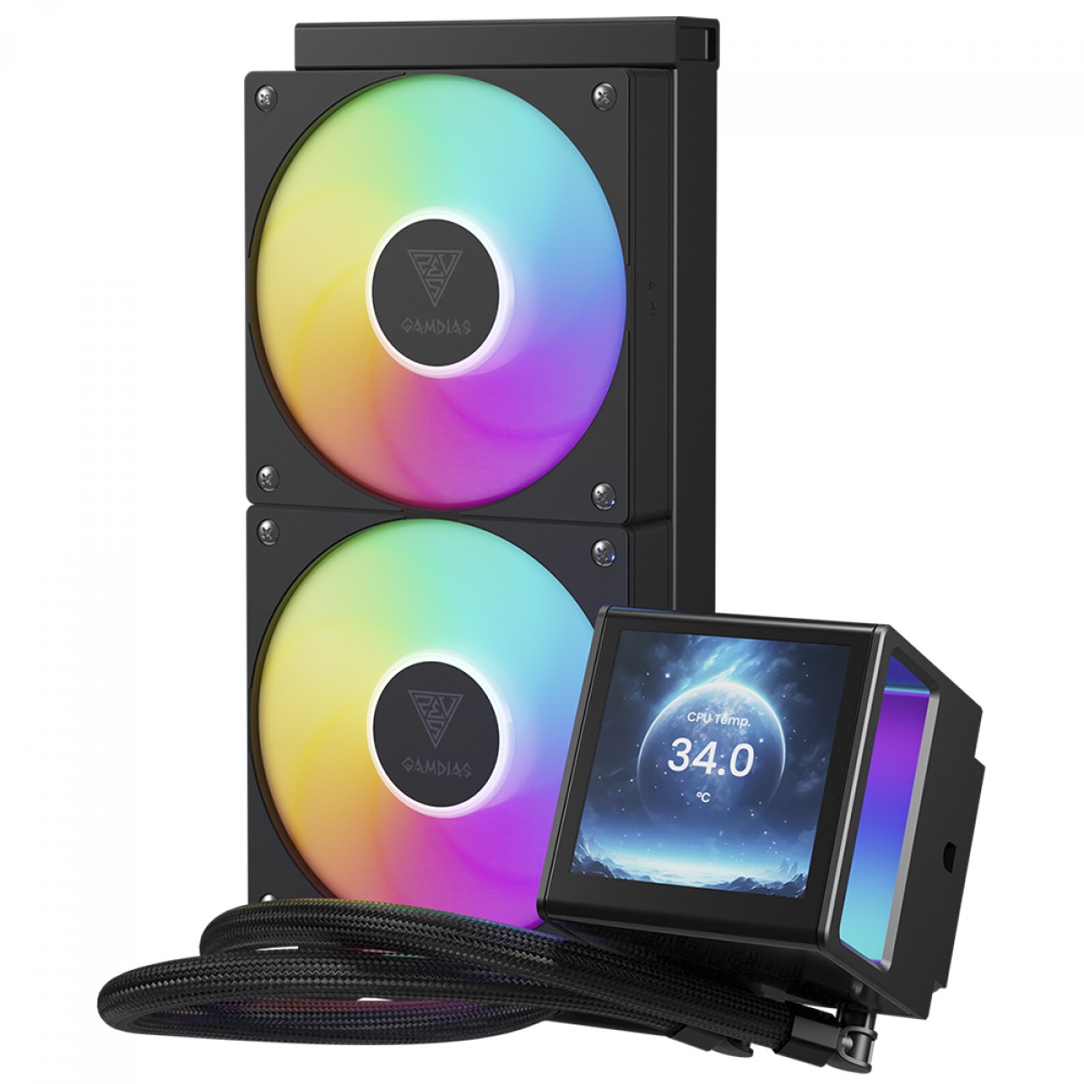 Water Cooler Gamdias Chione P5-240, RGB, 240mm, Display Digital, Intel-AMD, PWM, Preto