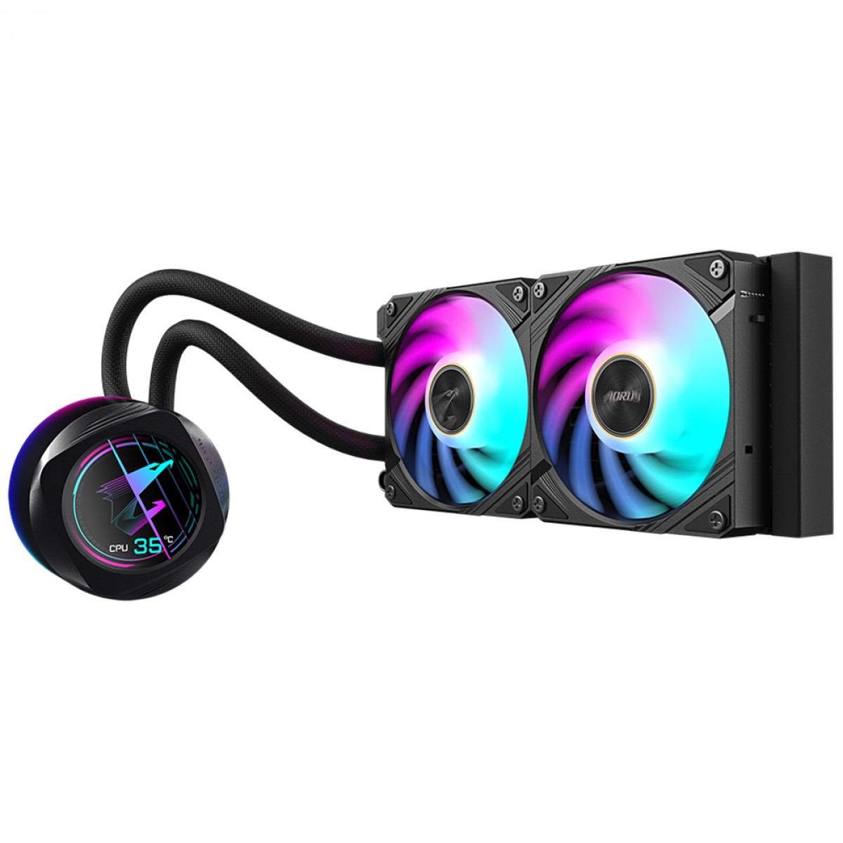 Water Cooler Gigabyte Aorus Waterforce X II 240, ARGB, 240mm, Display LCD, Intel-AMD, Black, GP-AORUS WATERFORCE X II 240