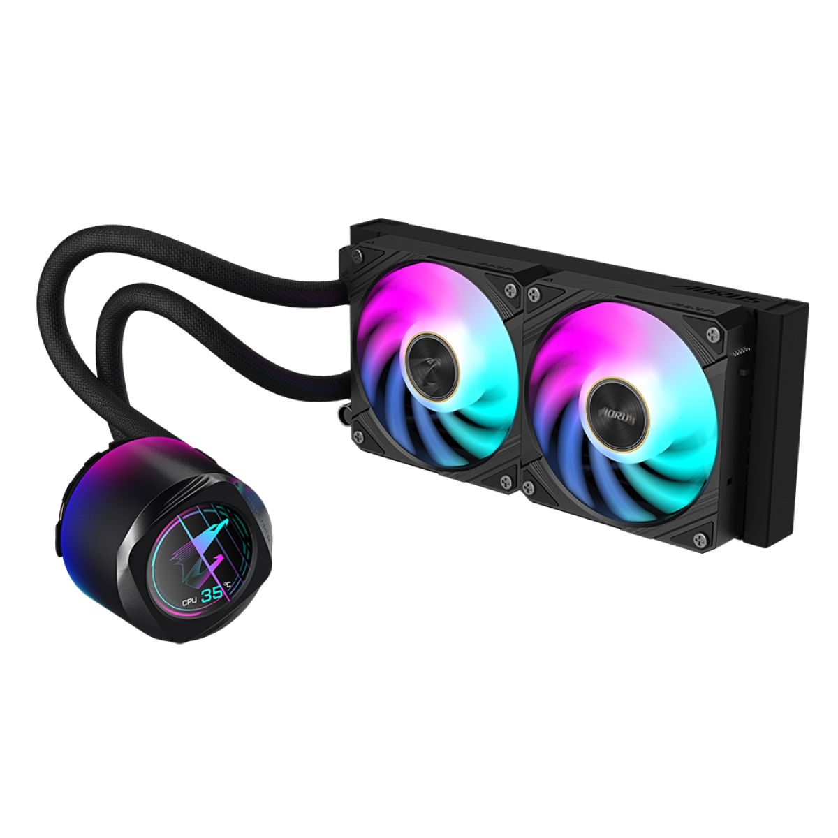 Water Cooler Gigabyte Aorus Waterforce X II 240, ARGB, 240mm, Display LCD, Intel-AMD, Black, GP-AORUS WATERFORCE X II 240