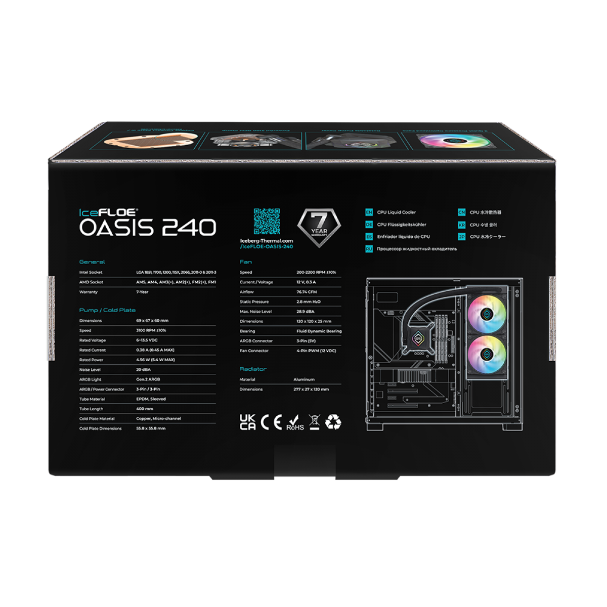 Water Cooler Iceberg Thermal IceFloe OASIS 240, 240mm, ARGB, Intel/AMD, Black