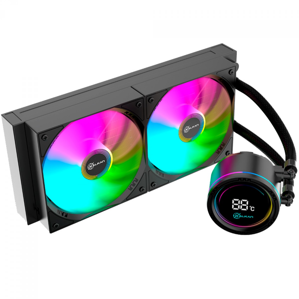 Water Cooler Kalkan Alpha 240 ARGB, 240mm, Com Display, Intel-AMD, Preto, KLK00047
