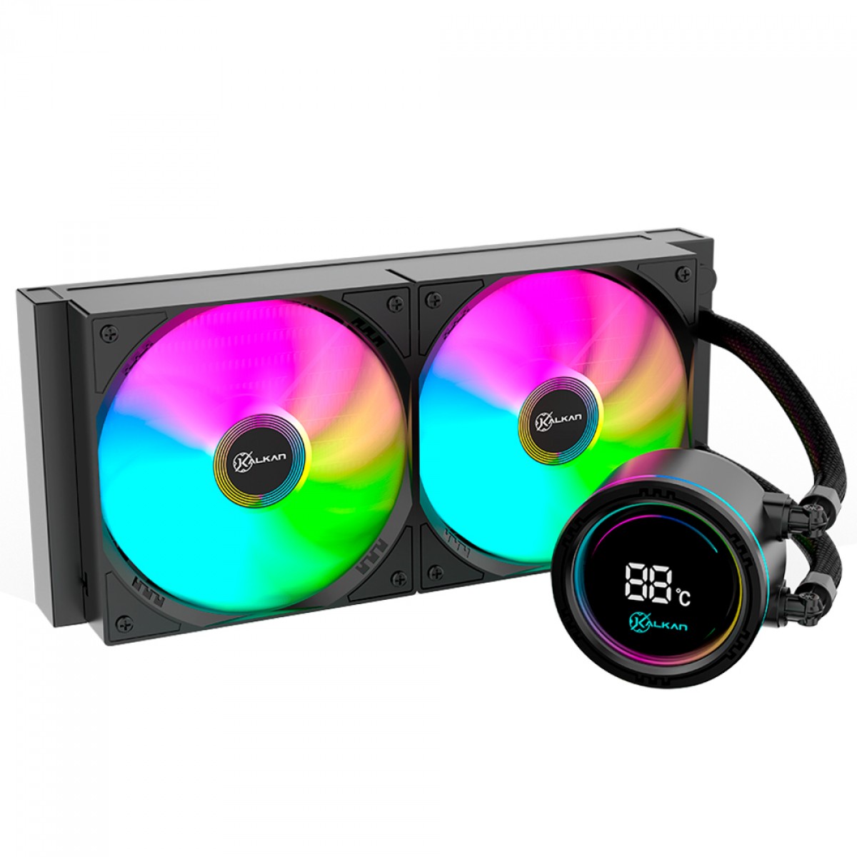 Water Cooler Kalkan Alpha 240 ARGB, 240mm, Com Display, Intel-AMD, Preto, KLK00047