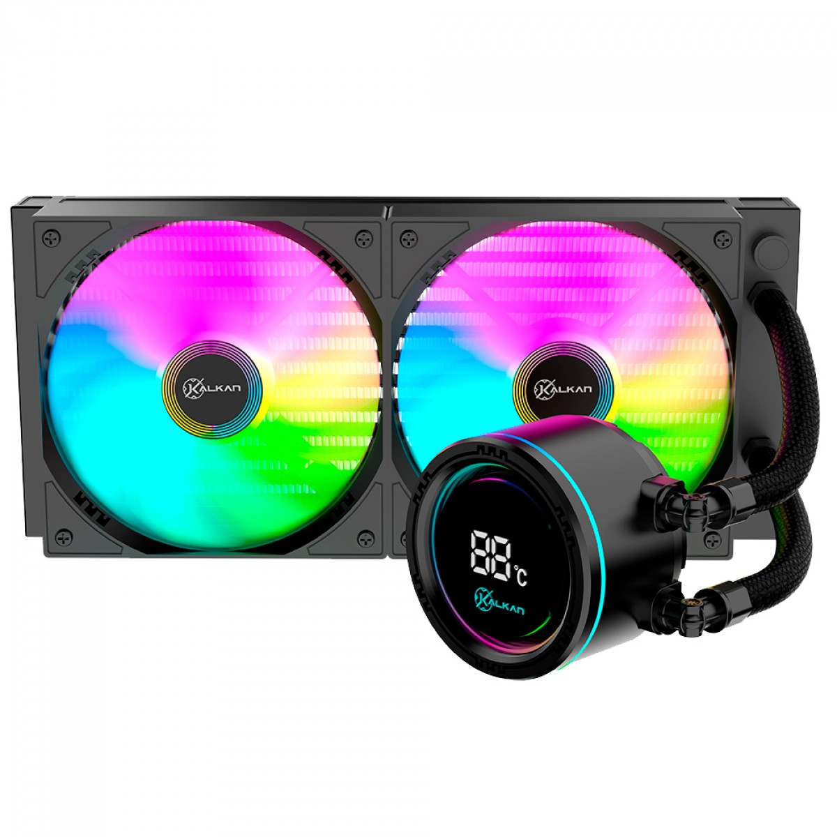Water Cooler Kalkan Alpha 240 ARGB, 240mm, Com Display, Intel-AMD, Preto, KLK00047