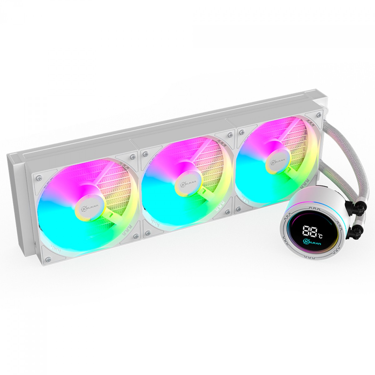 Water Cooler Kalkan Alpha 360 ARGB, 360mm, Com Display, Intel-AMD, Branco, KLK00049
