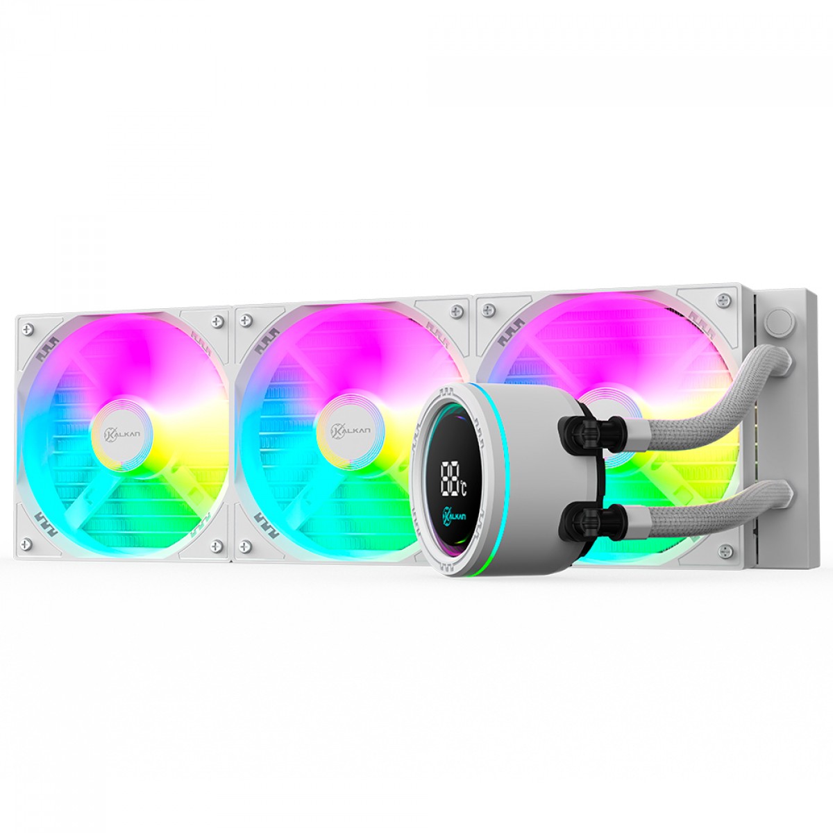 Water Cooler Kalkan Alpha 360 ARGB, 360mm, Com Display, Intel-AMD, Branco, KLK00049
