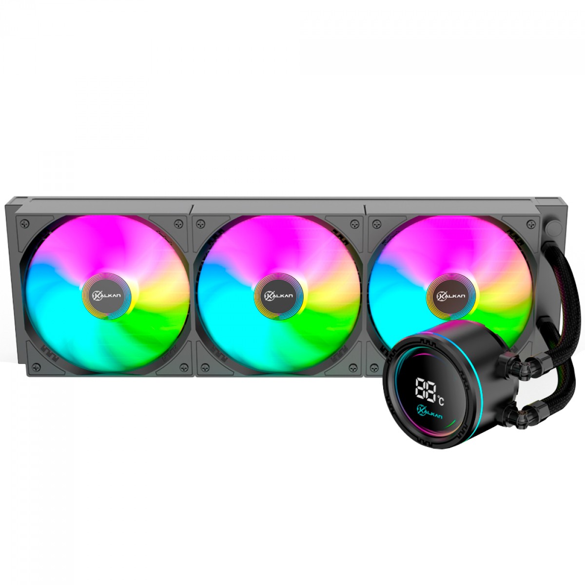Water Cooler Kalkan Alpha 360 ARGB, 360mm, Com Display, Intel-AMD, Preto, KLK00048