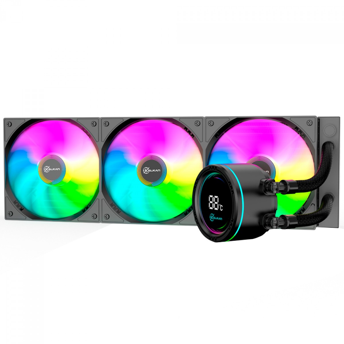 Water Cooler Kalkan Alpha 360 ARGB, 360mm, Com Display, Intel-AMD, Preto, KLK00048