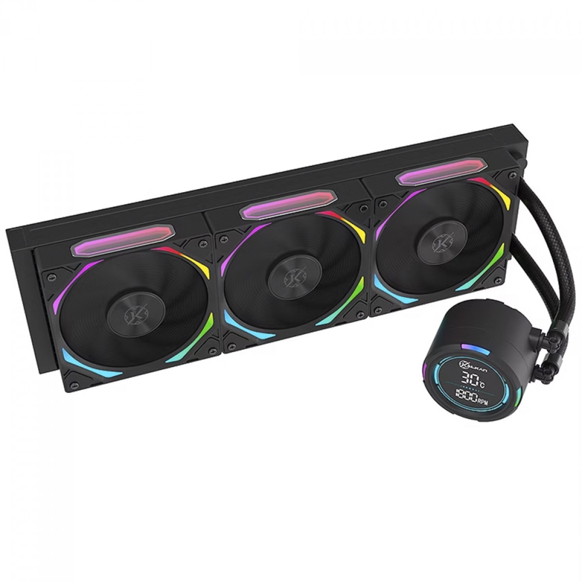 Water Cooler Kalkan Delta V2 360 ARGB, 360mm, Com Display, Intel-AMD, Preto, KLK00067