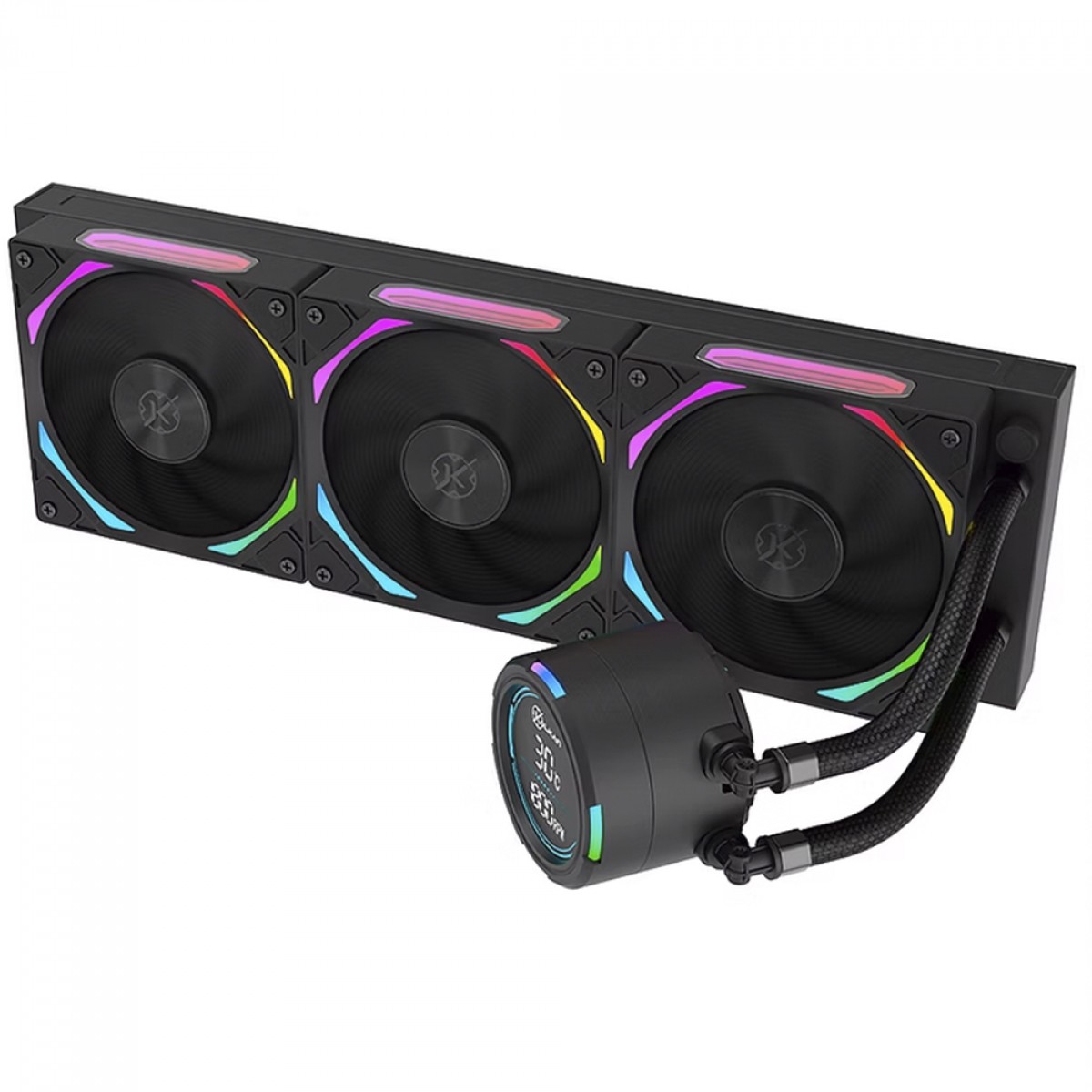 Water Cooler Kalkan Delta V2 360 ARGB, 360mm, Com Display, Intel-AMD, Preto, KLK00067