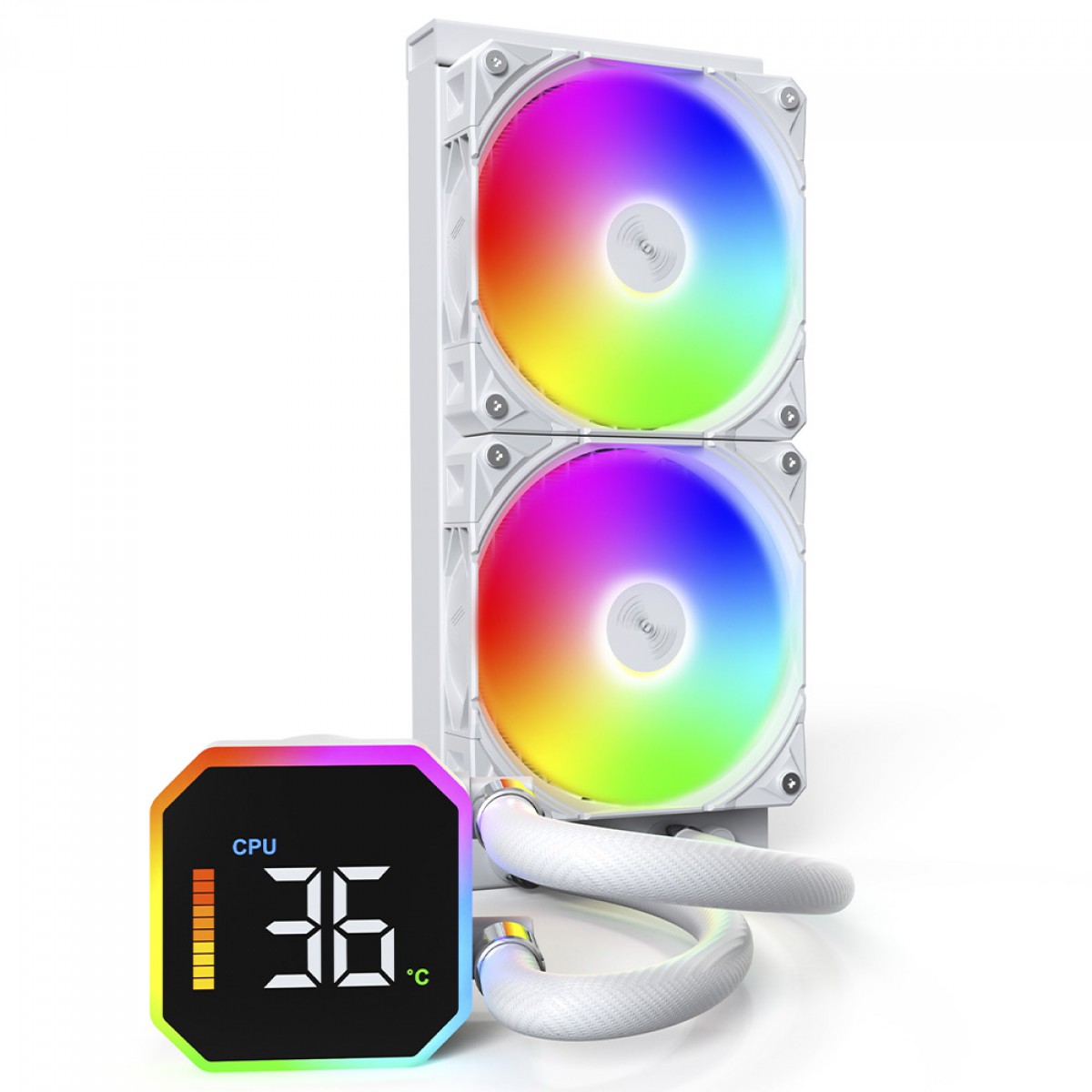 Water Cooler Montech HyperFlow Digital, ARGB, 240mm, Com Display, Intel-AMD, Branco