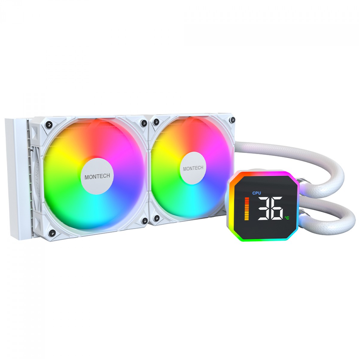 Water Cooler Montech HyperFlow Digital, ARGB, 240mm, Com Display, Intel-AMD, Branco