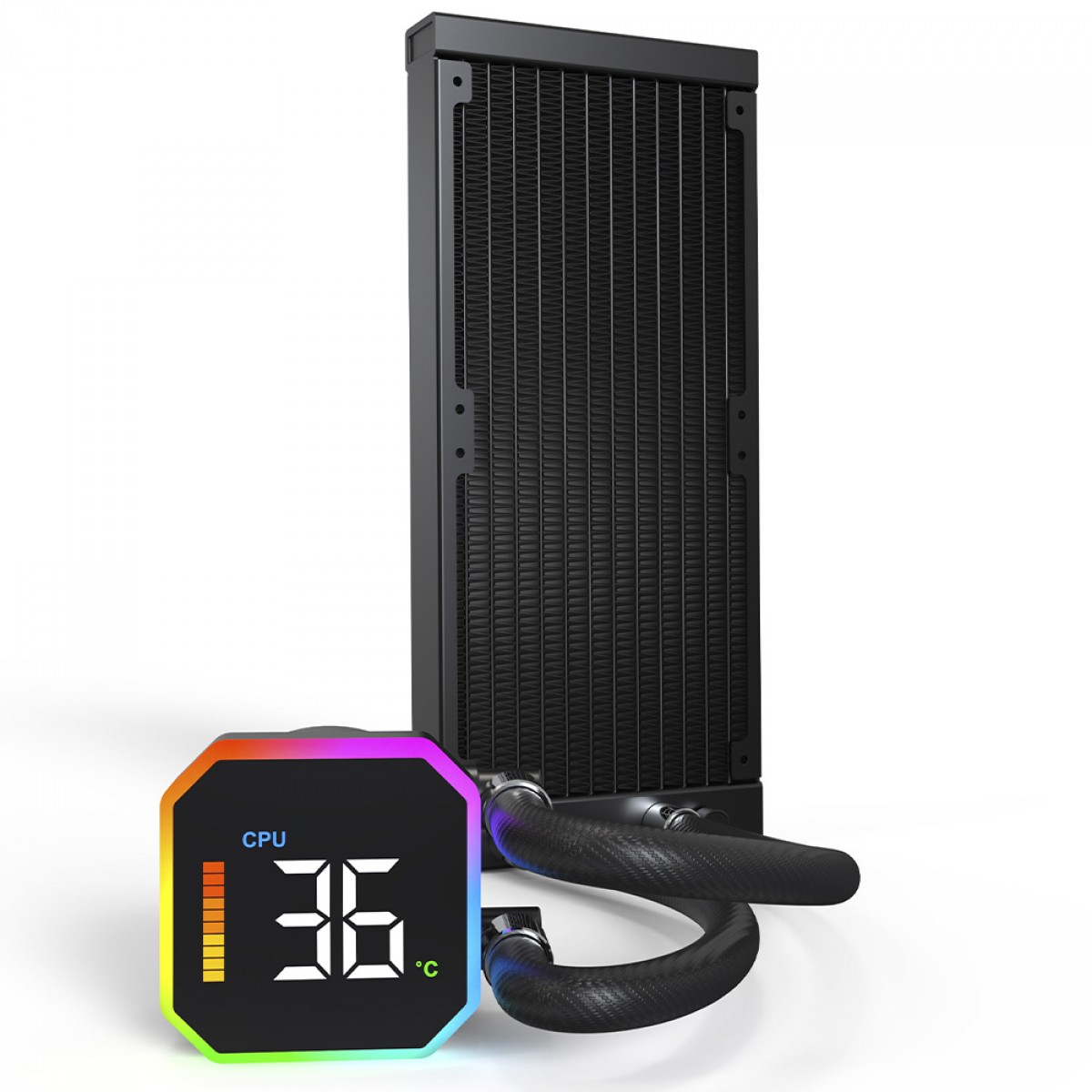 Water Cooler Montech HyperFlow Digital, ARGB, 240mm, Com Display, Intel-AMD, Preto