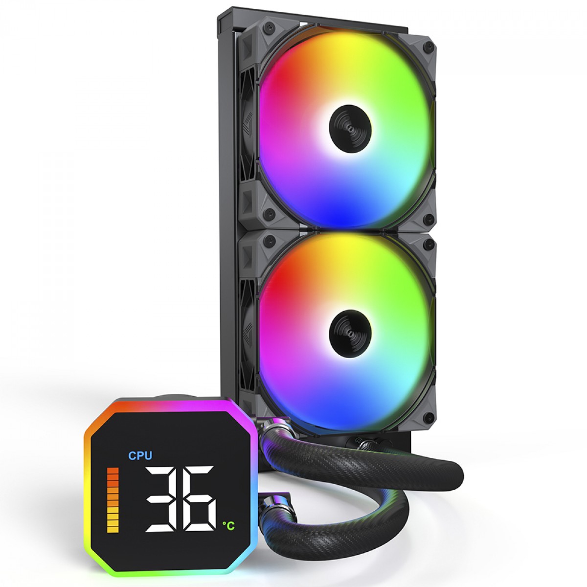 Water Cooler Montech HyperFlow Digital, ARGB, 240mm, Com Display, Intel-AMD, Preto