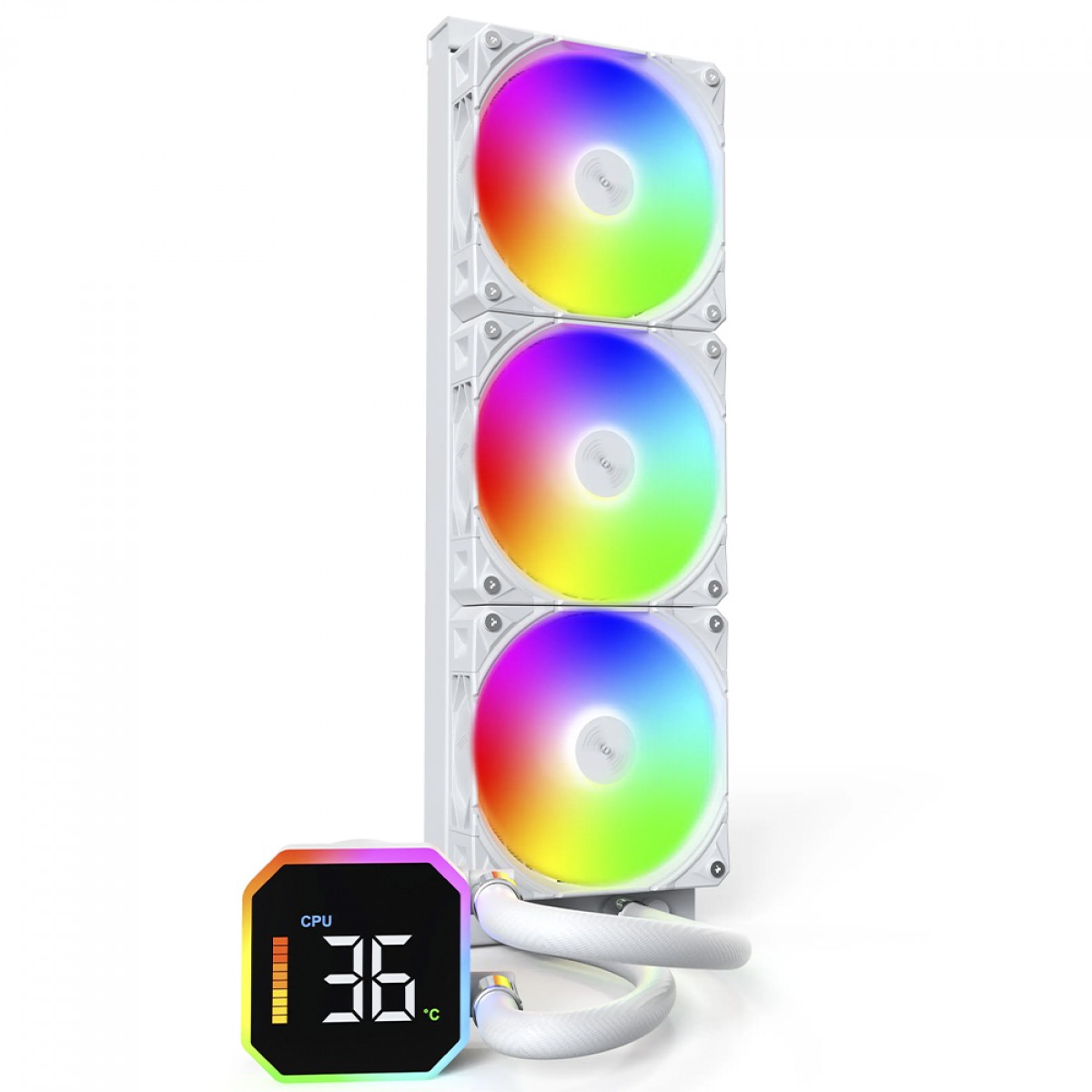 Water Cooler Montech HyperFlow Digital, ARGB, 360mm, Com Display, Intel-AMD, Branco