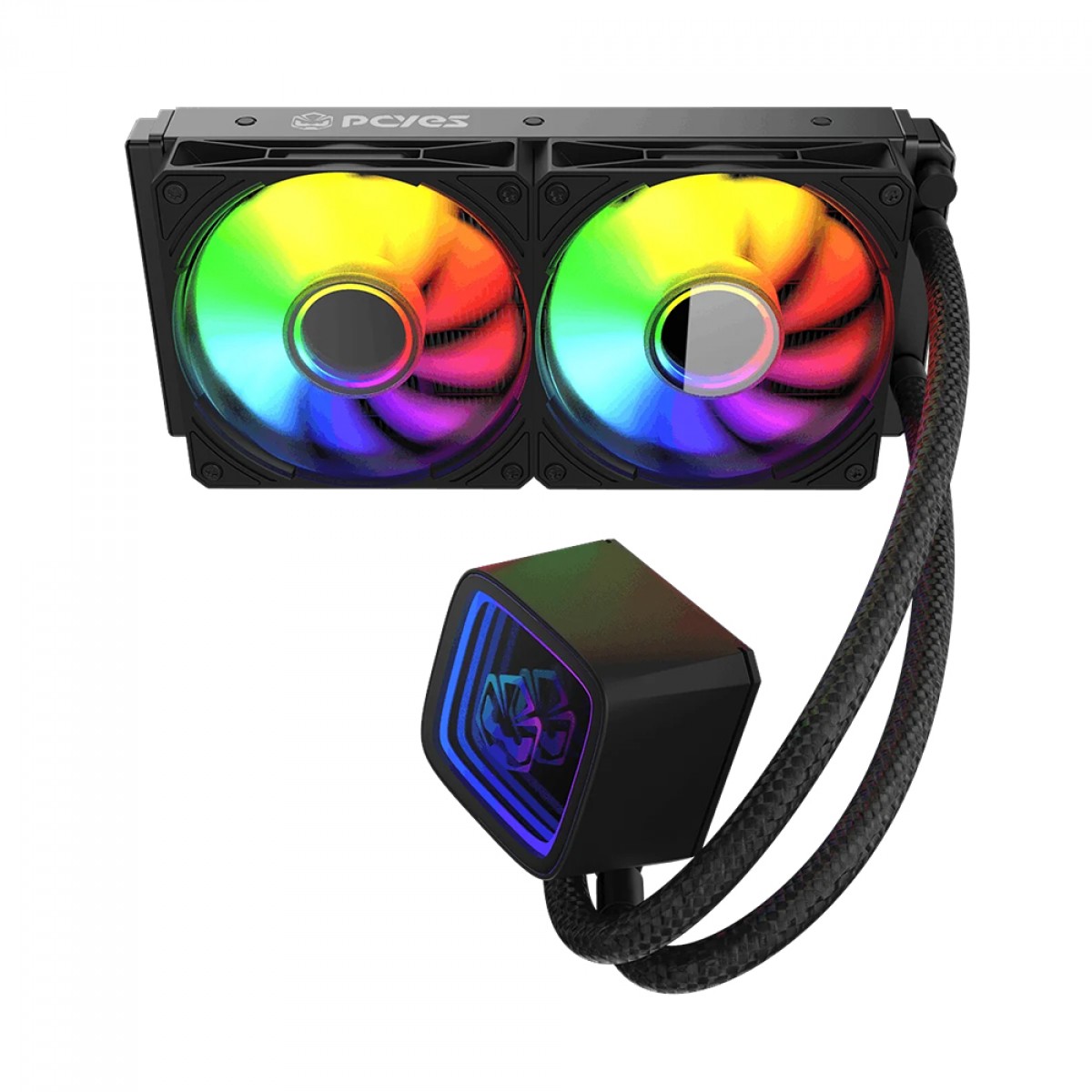 Water Cooler PCYES Tundra Black Vulcan, ARGB, 240mm, Intel-AMD, Preto, WCTBV240