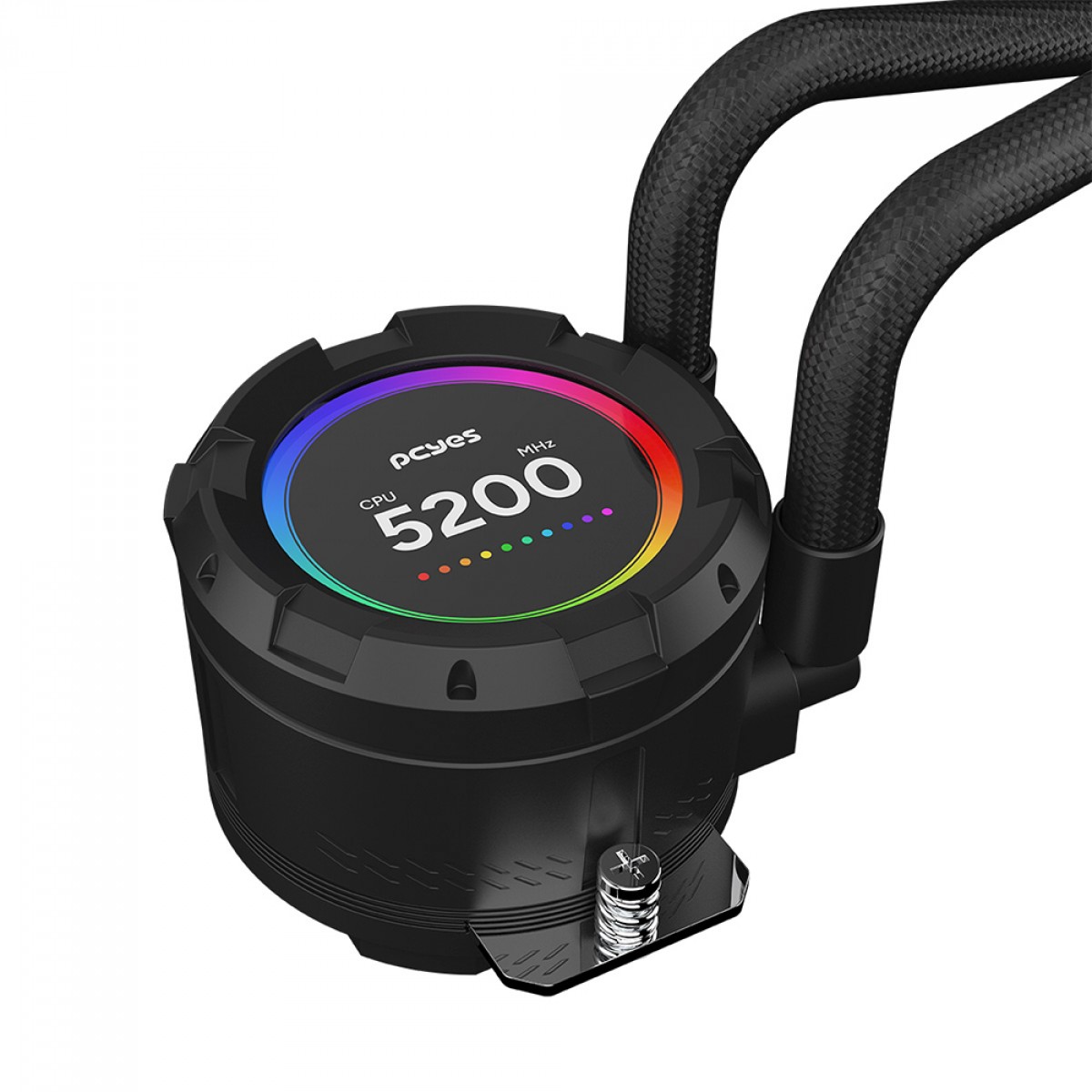 Water Cooler PCYES Vision Black Vulcan, ARGB, 240mm, Intel-AMD, Tela LCD, Preto, VS240BV