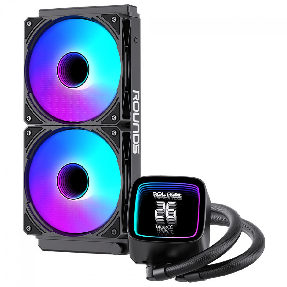 Water Cooler Round5 Boreah Black, ARGB, 240mm, Com Display, Intel-AMD, PWM, Preto, R5-WC-BOREAH-240B-2234