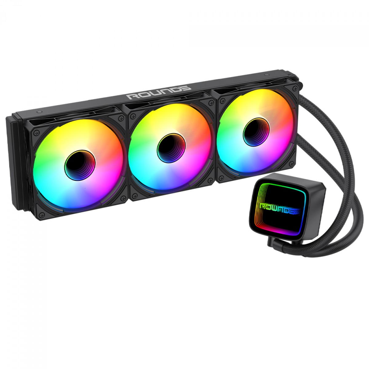 Water Cooler Round5 Eurus Black, ARGB, 360mm, Intel-AMD, PWM, Preto, R5-WC-EURUS-360B-2232