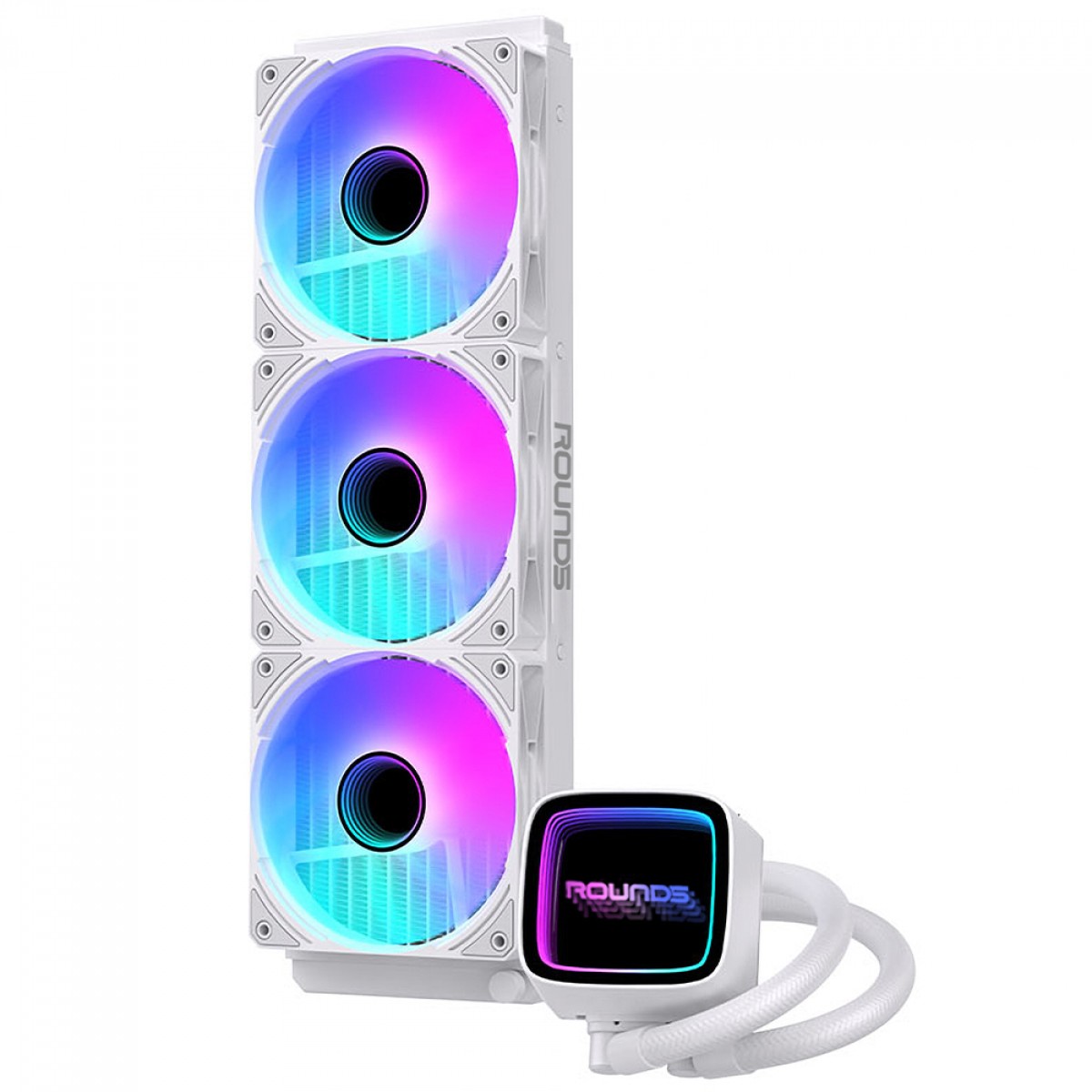 Water Cooler Round5 Eurus White, ARGB, 360mm, Intel-AMD, PWM, Branco, R5-WC-EURUS-360W-2233