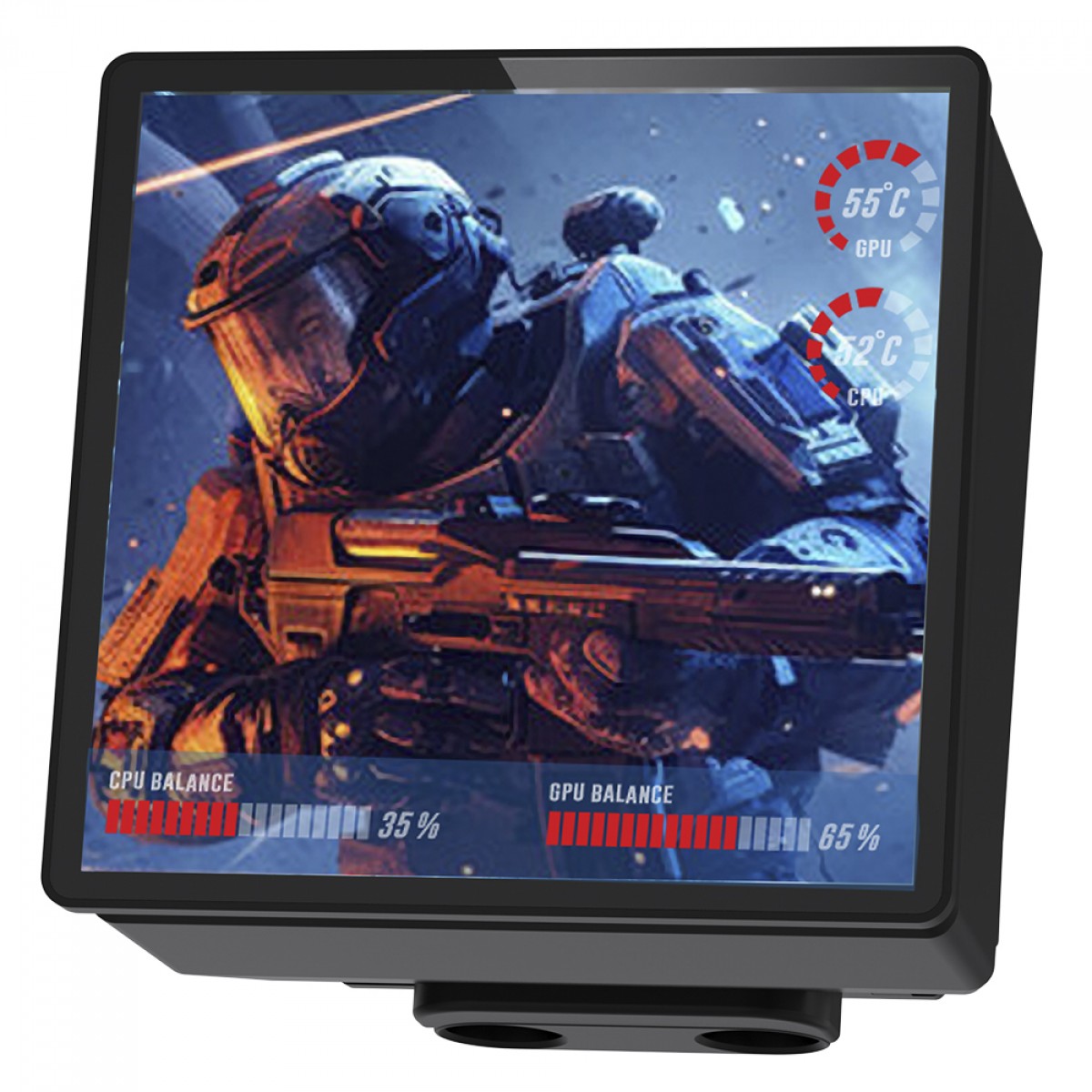 Water Cooler Round5 Zephyro Black, ARGB, 240mm, Com Display LCD, Intel-AMD, PWM, Preto, R5-WC-ZEPHYRO-240B-2222